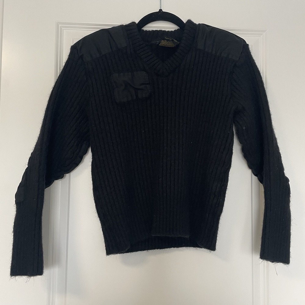 VINTAGE Citadel Sweater Mens 42 Black 100% Virgin Wool Made In England Military